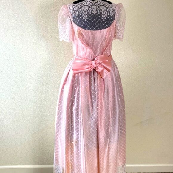 Vintage ILGWU JCPenney Made In USA Lace Formal Dress Size 11/12 - Picture 8 of 15